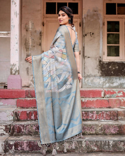 Pure Banarasi Silk Saree Weaved With Golden Zari Comes With Tassels