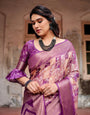 Exquisite Lavender Banarasi Silk Saree with Zari Weave and Tassels