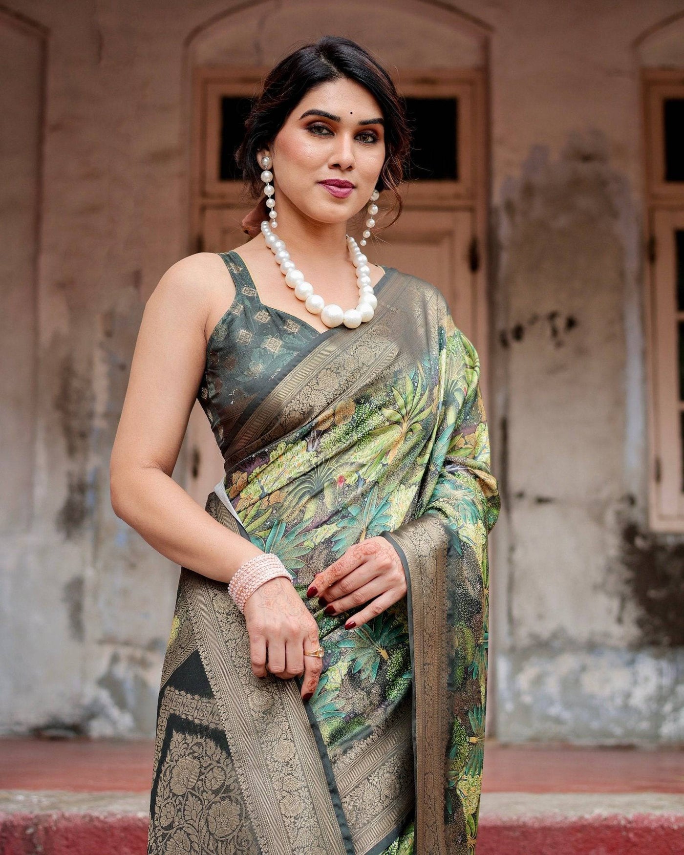 Pure Banarasi Silk Saree Weaved With Golden Zari Comes With Tassels