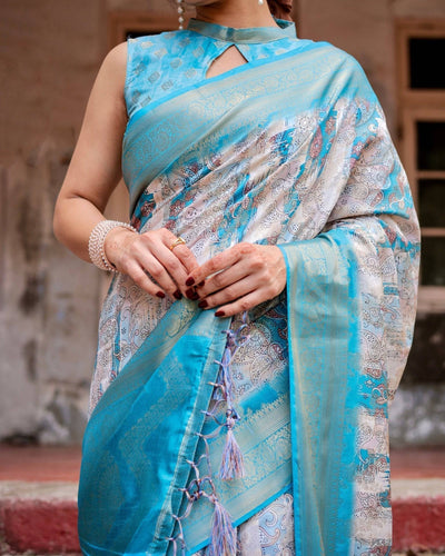 Pure Banarasi Silk Saree Weaved With Golden Zari Comes With Tassels