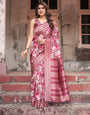 Pure Banarasi Digitally Printed Silk Saree Weaved With Zari Comes With Tassels