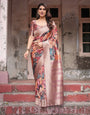 Exotic Multicolor Banarasi Silk Saree with Zari Border and Tassels