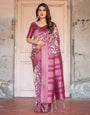 Pure Banarasi Digitally Printed Silk Saree Weaved With Zari Comes With Tassels.