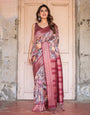 Pure Banarasi Digitally Printed Silk Saree Weaved With Zari Comes With Tassels.