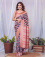 Pure Banarasi Digitally Printed Silk Saree Weaved With Zari Comes With Tassels.