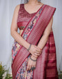 Luxurious Maroon Banarasi Silk Saree with Paisley Print and Tassels