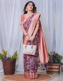 Regal Maroon and Peach Banarasi Silk Saree with Delicate Tassels