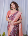 Regal Maroon and Peach Banarasi Silk Saree with Delicate Tassels