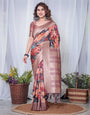 Pure Banarasi Digitally Printed Silk Saree Weaved With Zari Comes With Tassels.