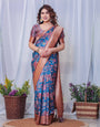 Pure Banarasi Digitally Printed Silk Saree Weaved With Zari Comes With Tassels.