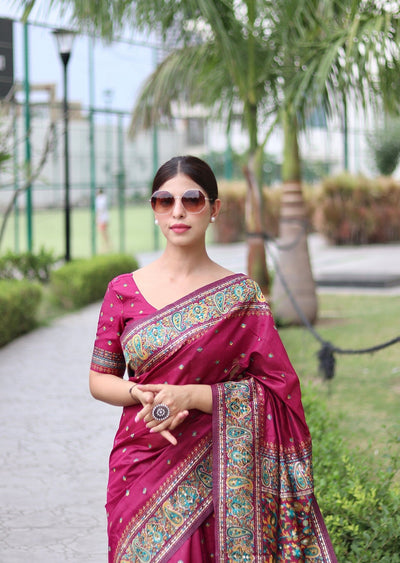 Elegant Kashmiri Handloom Work with Heavy Blouse: A Stunning Choice! - Almaari Fashion