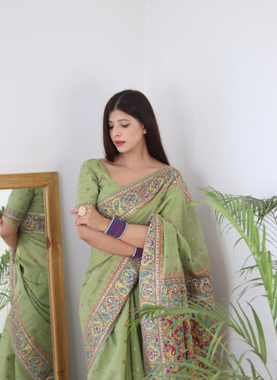 Elegant Kashmiri Handloom Work with Heavy Blouse: A Stunning Choice! - Almaari Fashion