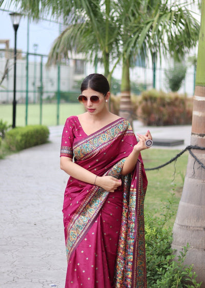 Elegant Kashmiri Handloom Work with Heavy Blouse: A Stunning Choice! - Almaari Fashion