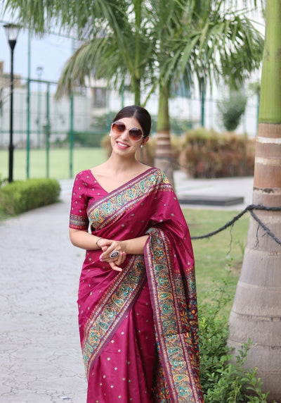 Elegant Kashmiri Handloom Work with Heavy Blouse: A Stunning Choice! - Almaari Fashion