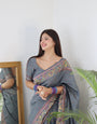 Elegant Kashmiri Handloom Work with Heavy Blouse: A Stunning Choice!