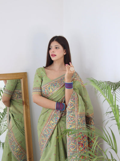 Elegant Kashmiri Handloom Work with Heavy Blouse: A Stunning Choice! - Almaari Fashion