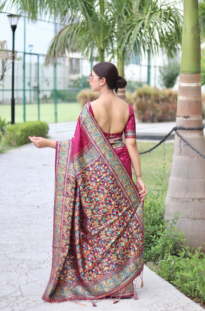 Elegant Kashmiri Handloom Work with Heavy Blouse: A Stunning Choice! - Almaari Fashion