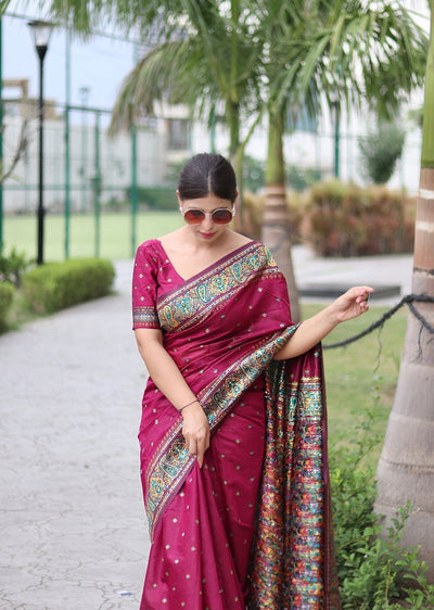 Elegant Kashmiri Handloom Work with Heavy Blouse: A Stunning Choice! - Almaari Fashion