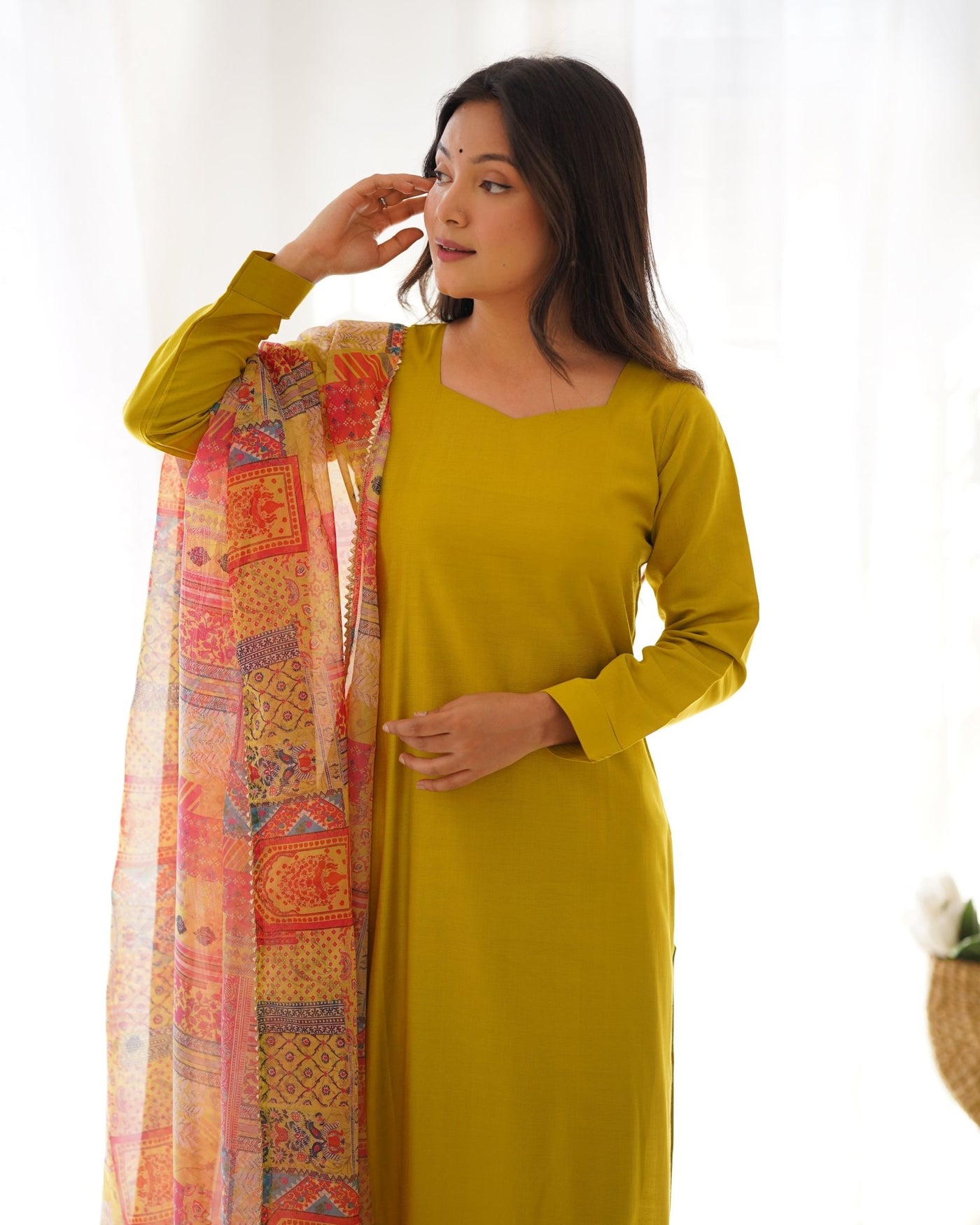 Embrace Elegance With Our Pure Viscose Straight Kurta Set Paired With A Stunning Dupatta From Almaari Fashion. - Almaari Fashion