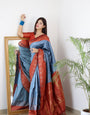 Firozi & Maroon Combination Pure Kanjivaram Silk Saree Stylish Blouse Piece