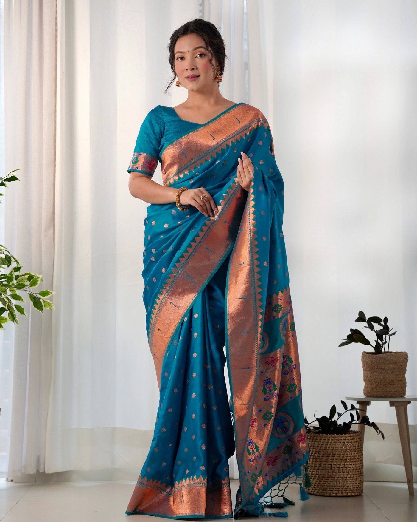 Pure Gaji Silk Saree Weaved With  Zari Comes With Tassels