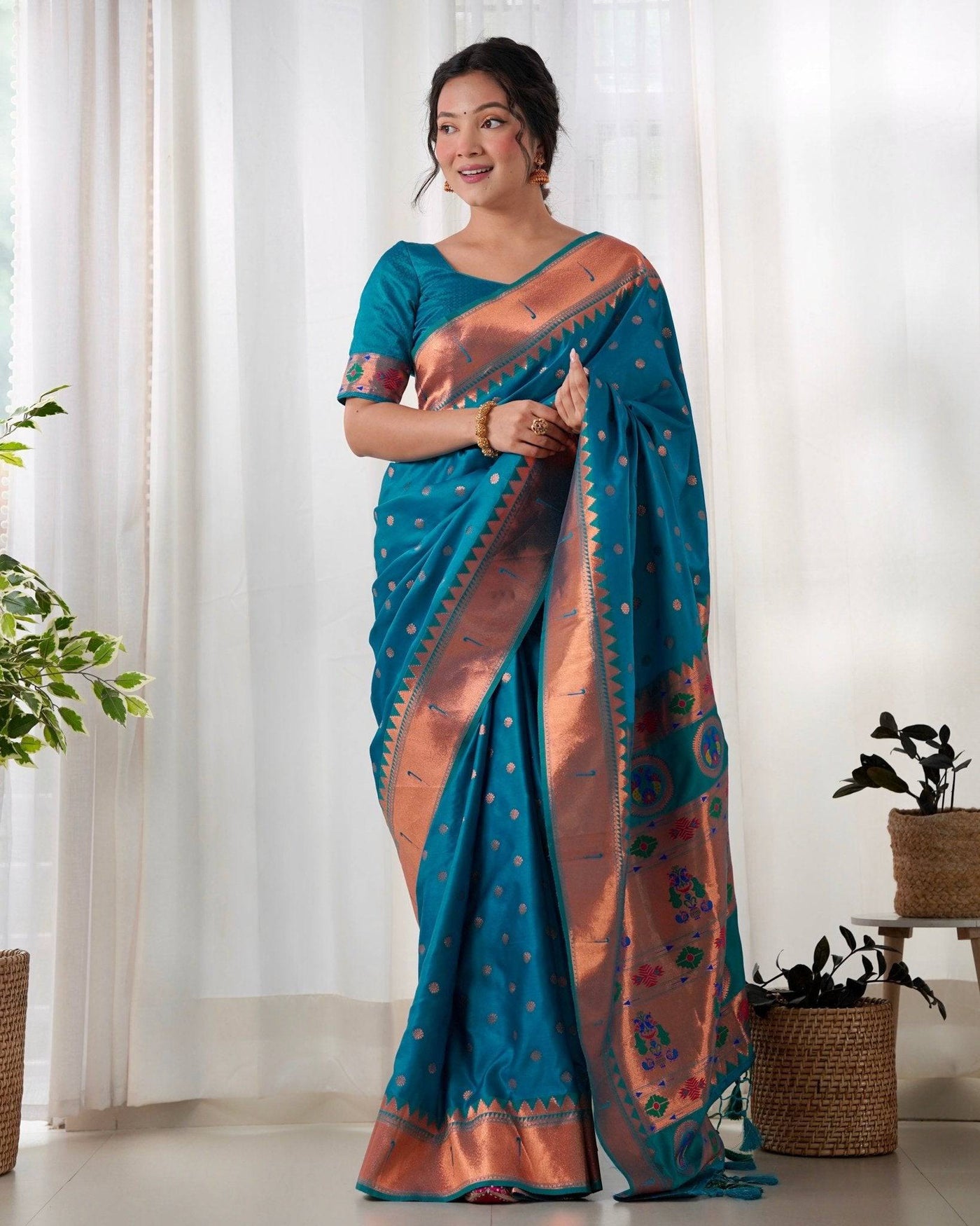 Pure Gaji Silk Saree Weaved With  Zari Comes With Tassels