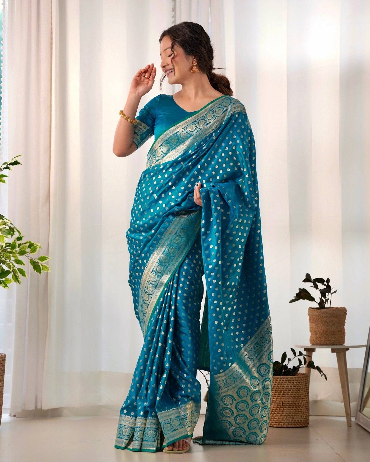 Pure Gaji Silk Saree Weaved With  Zari Comes With Tassels