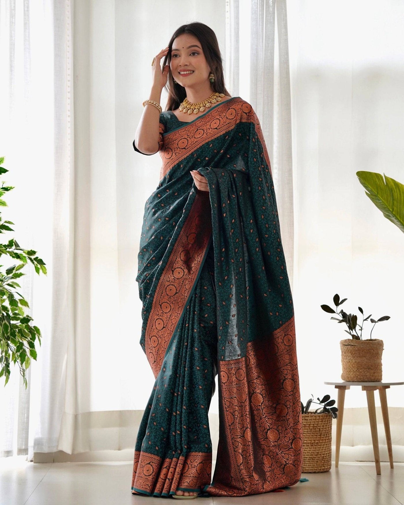 Pure Gaji Silk Saree Weaved With  Zari Comes With Tassels