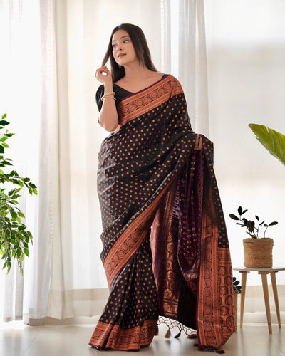 Pure Gaji Silk Saree Weaved With  Zari Comes With Tassels