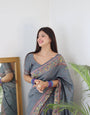 Elegant Kashmiri Handloom Work with Heavy Blouse: A Stunning Choice!