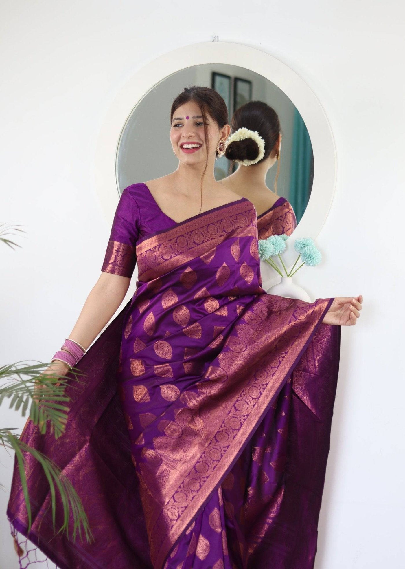 Pure Gaji Silk Saree Weaved With  Zari Comes With Tassels