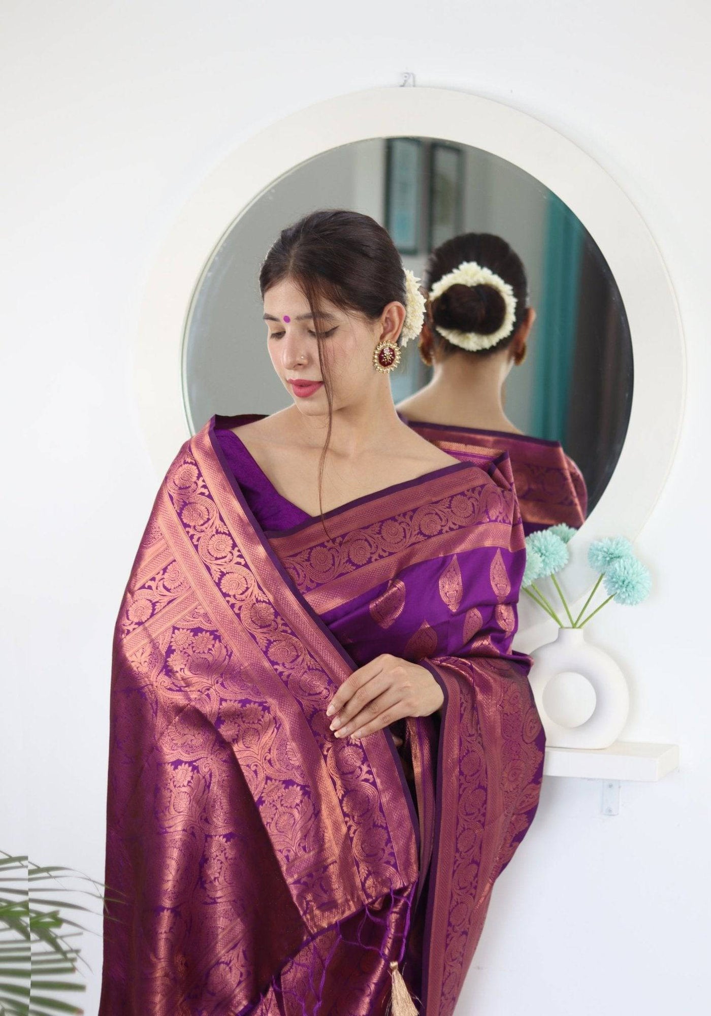 Pure Gaji Silk Saree Weaved With  Zari Comes With Tassels