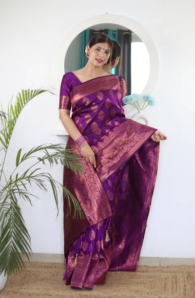 Pure Gaji Silk Saree Weaved With  Zari Comes With Tassels