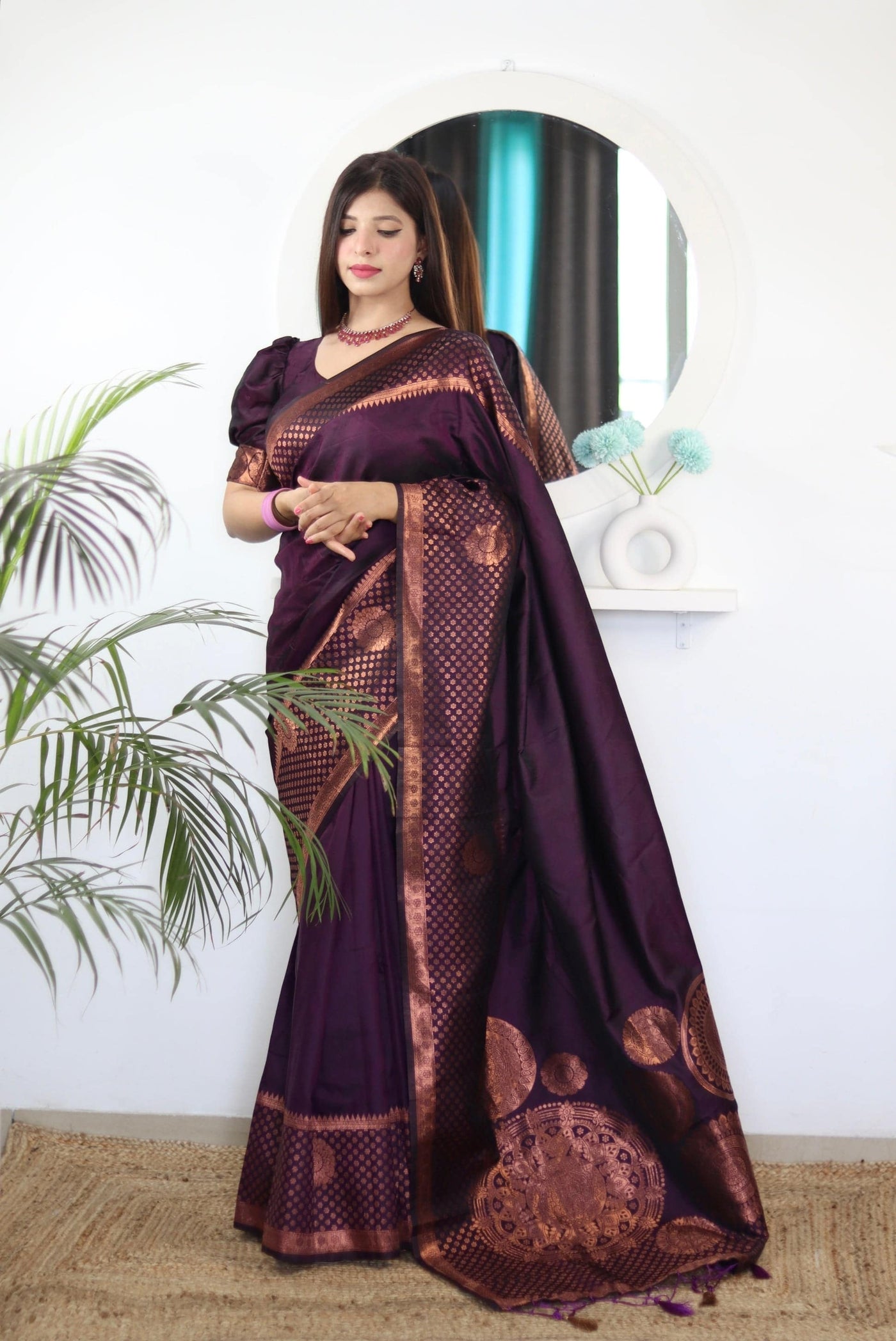 Pure Gaji Silk Saree Weaved With  Zari Comes With Tassels