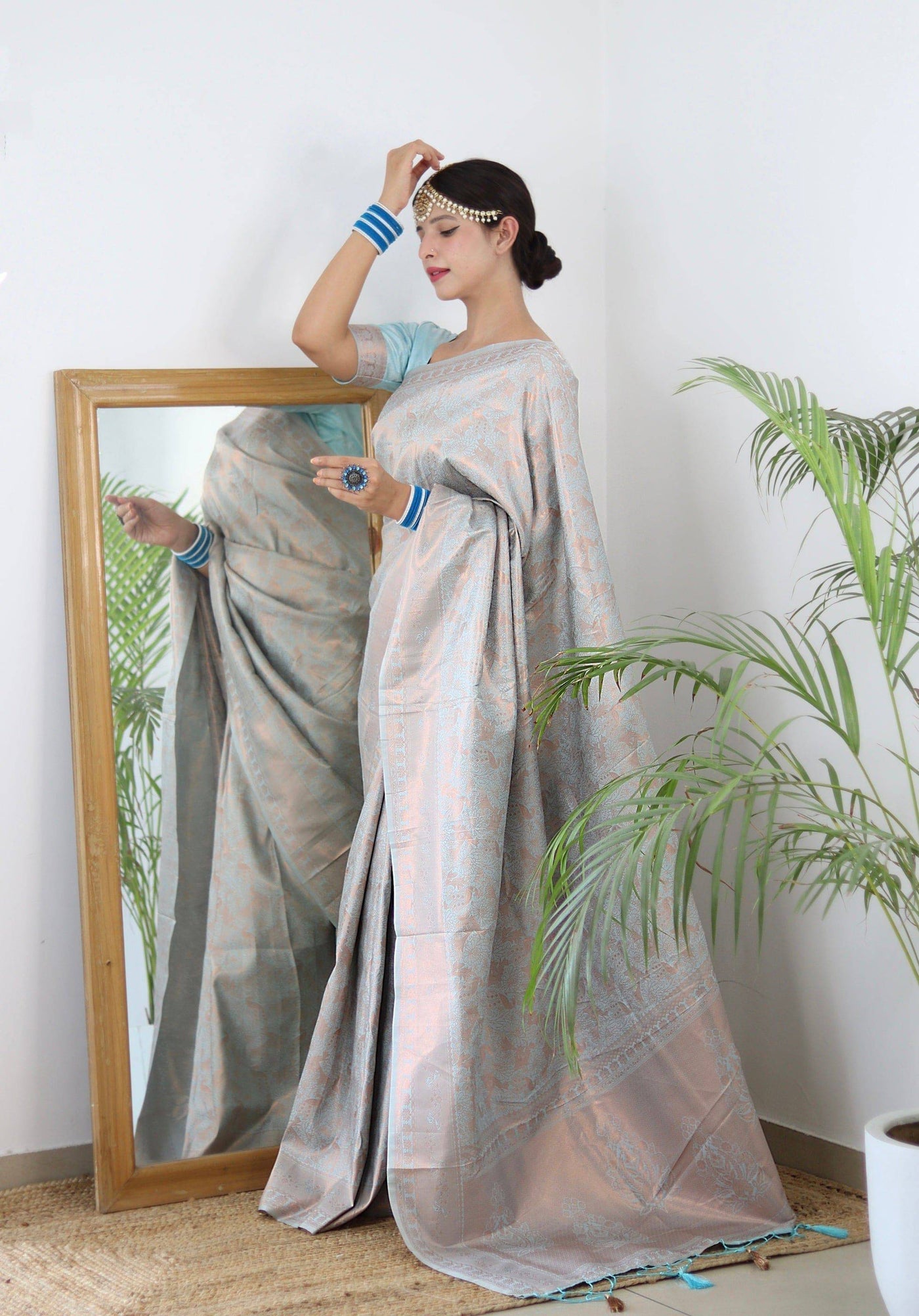 Pure Gaji Silk Saree Weaved With  Zari Comes With Tassels