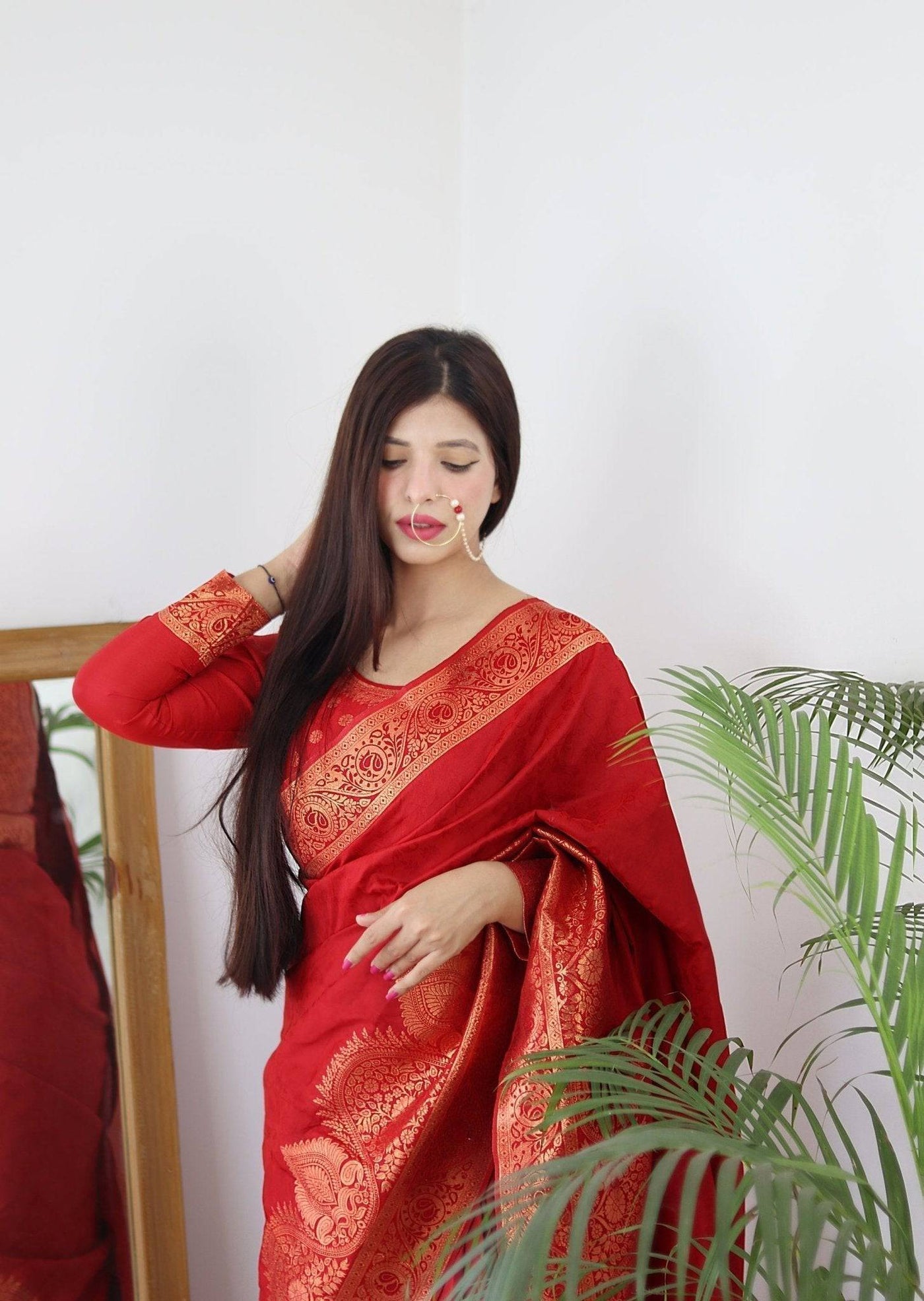 Pure Gaji Silk Saree Weaved With  Zari Comes With Tassels