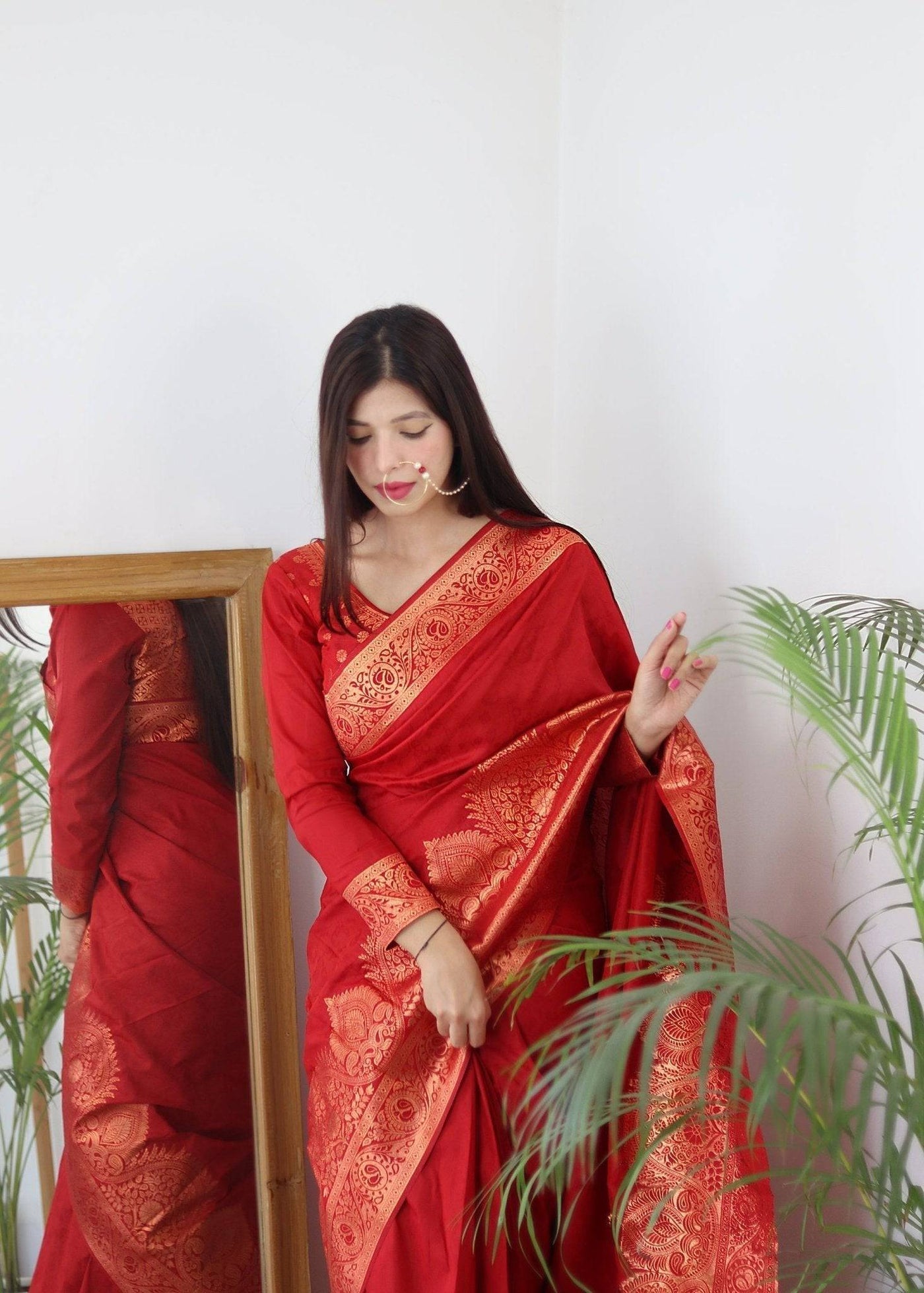 Pure Gaji Silk Saree Weaved With  Zari Comes With Tassels