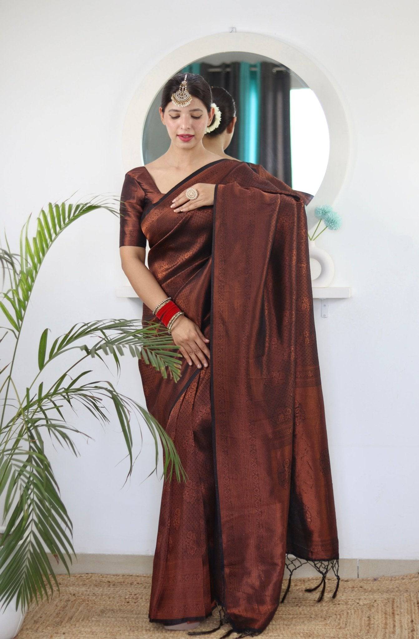 Pure Gaji Silk Saree Weaved With  Zari Comes With Tassels