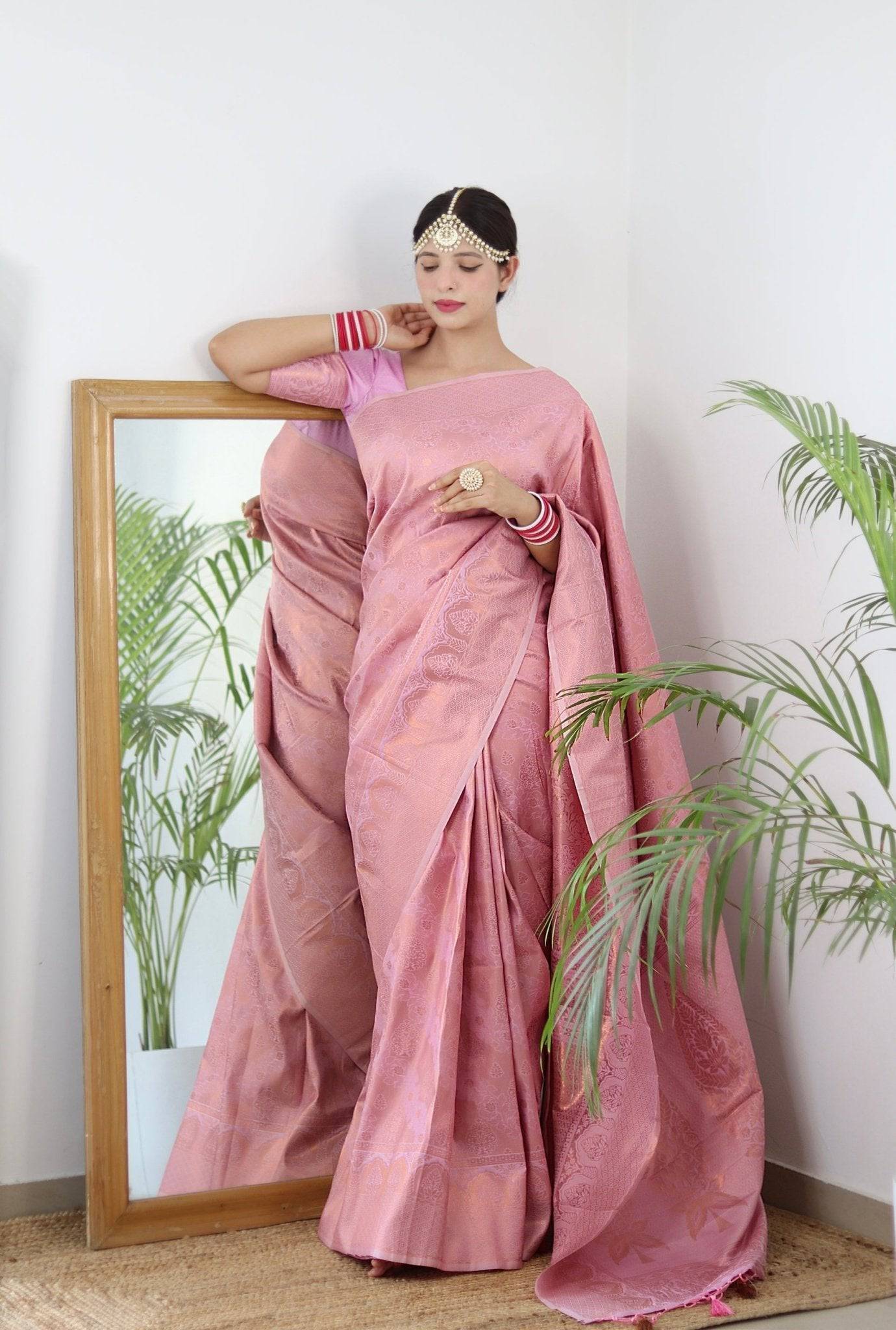 Pure Gaji Silk Saree Weaved With  Zari Comes With Tassels