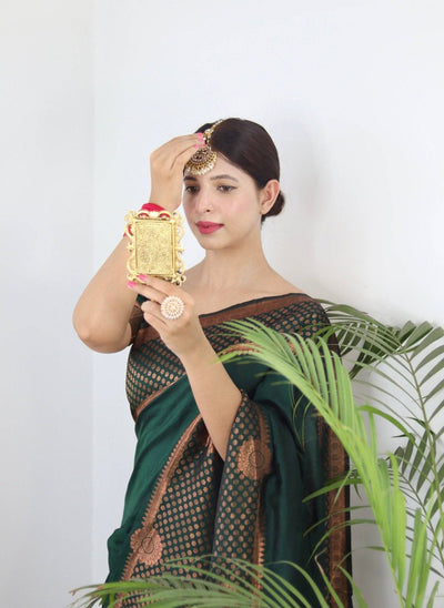 Pure Gaji Silk Saree Weaved With  Zari Comes With Tassels