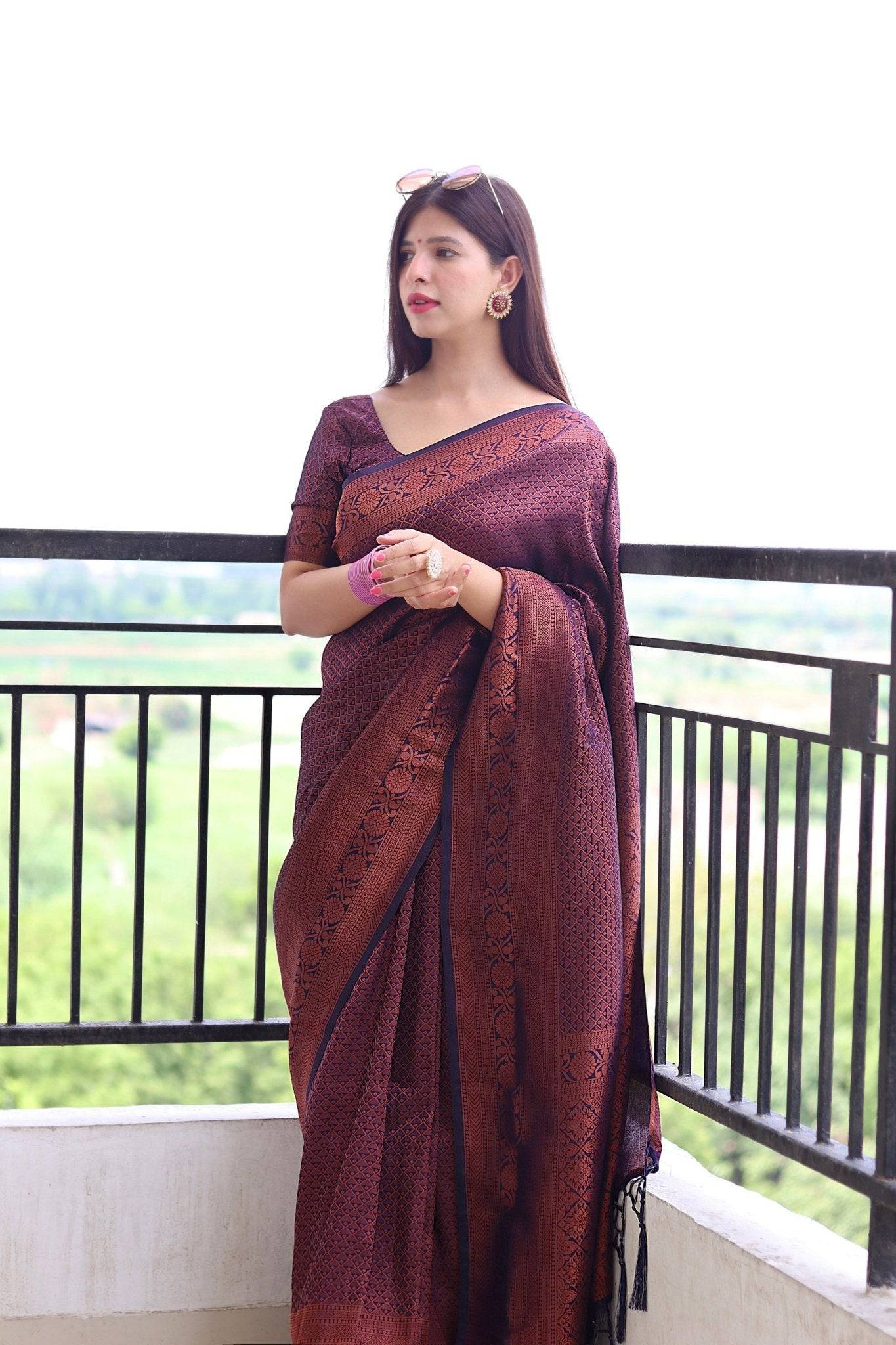 Pure Gaji Silk Saree Weaved With  Zari Comes With Tassels