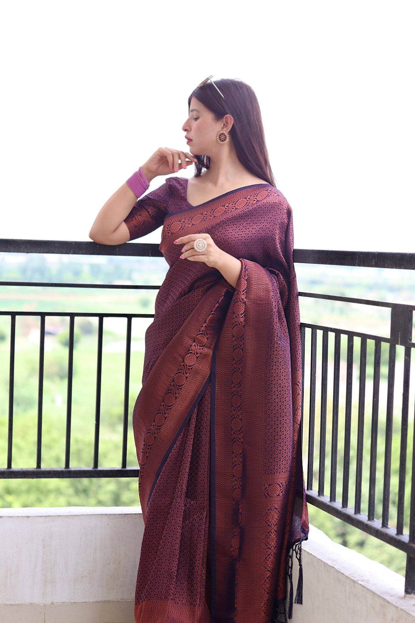 Pure Gaji Silk Saree Weaved With  Zari Comes With Tassels