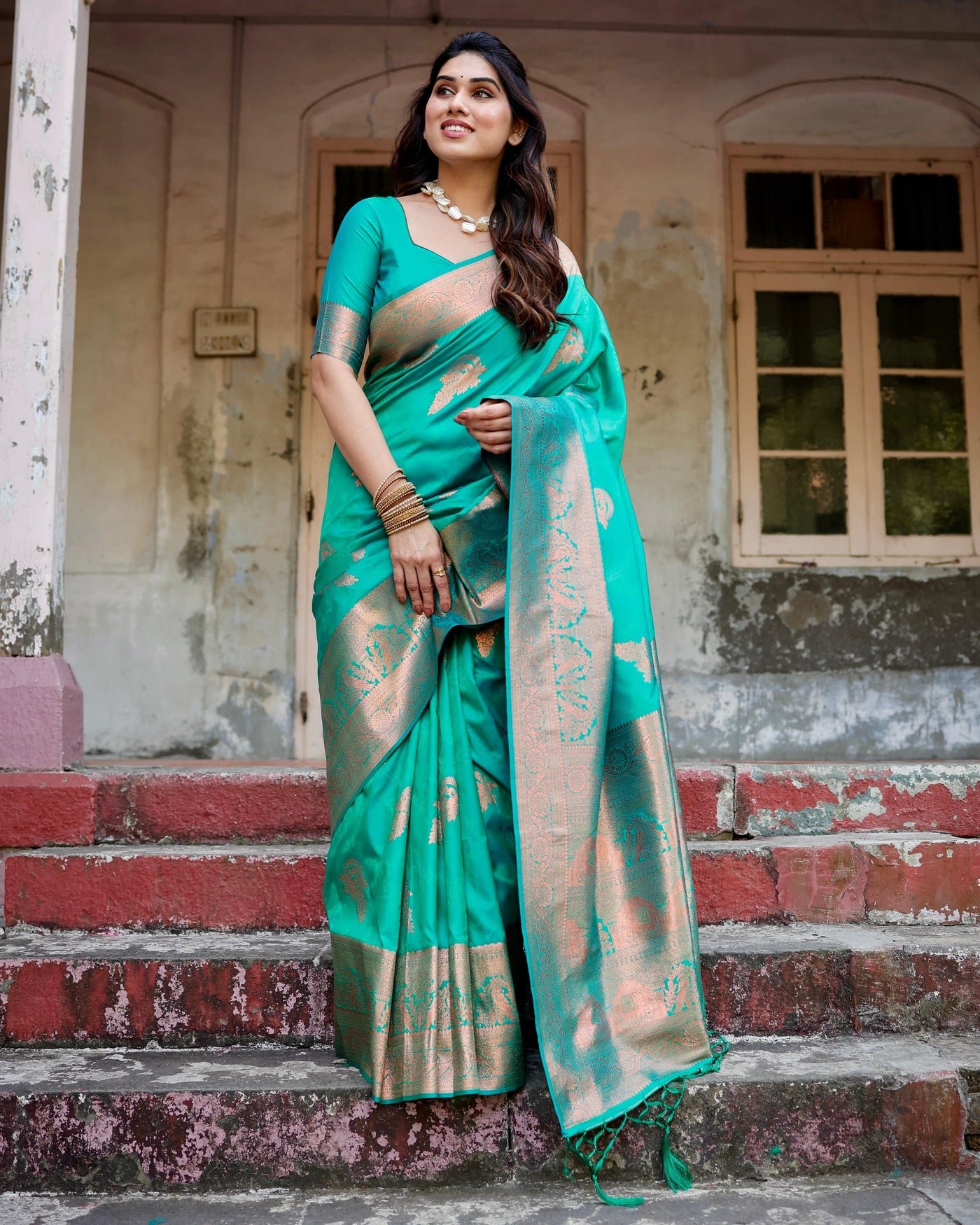 Pure Gaji Silk Saree Weaved With  Zari Comes With Tassels