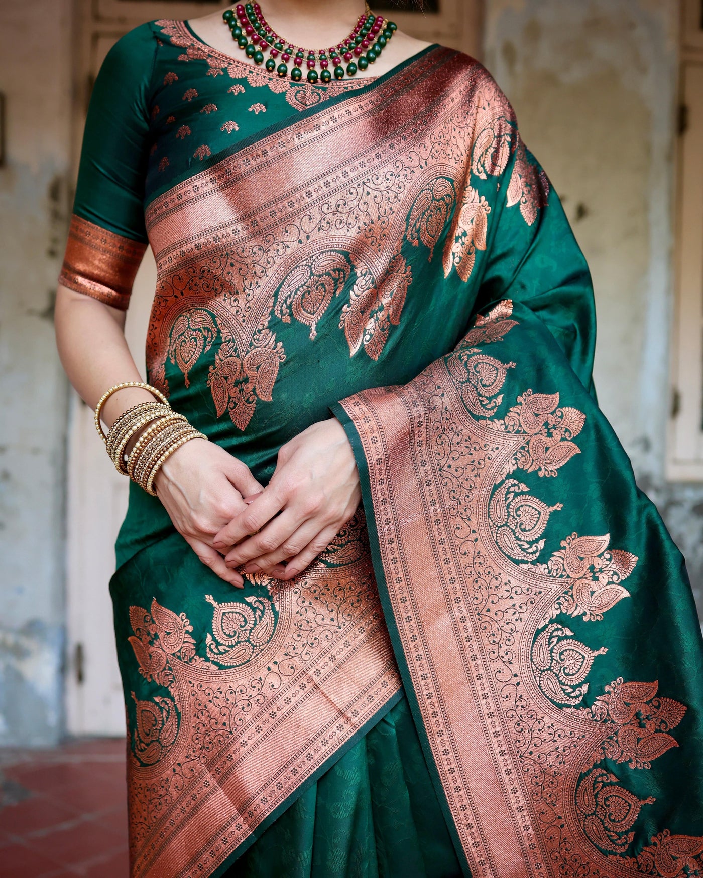 Pure Gaji Silk Saree Weaved With  Zari Comes With Tassels