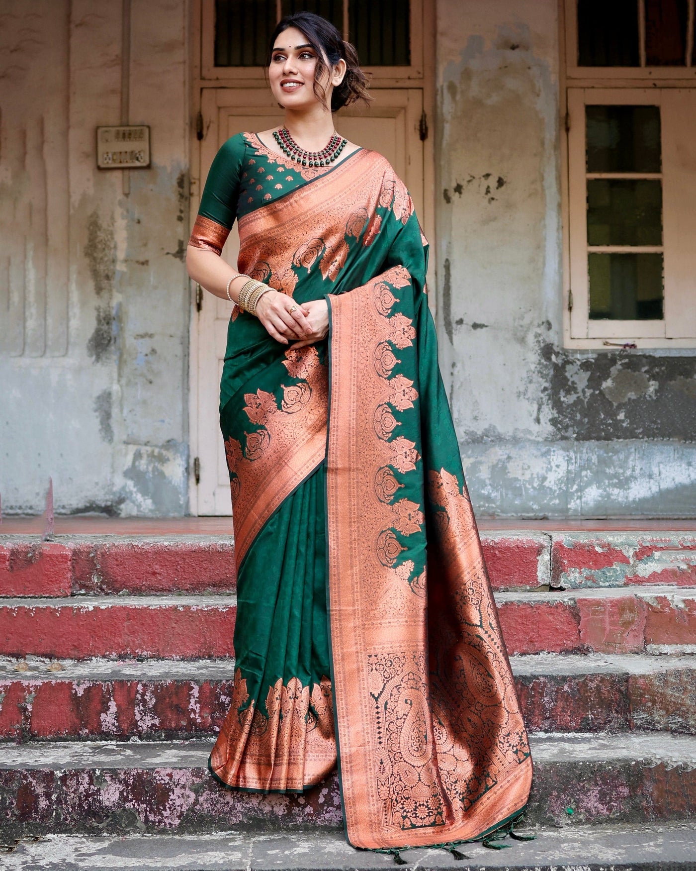 Pure Gaji Silk Saree Weaved With  Zari Comes With Tassels