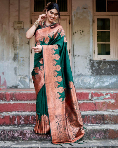 Pure Gaji Silk Saree Weaved With  Zari Comes With Tassels