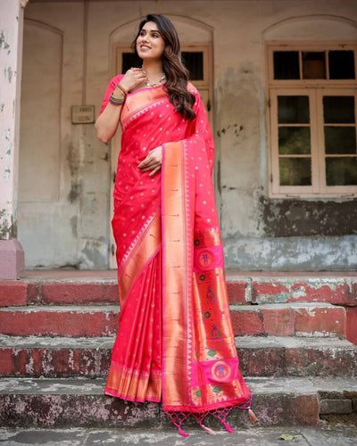 Pure Gaji Silk Saree Weaved With  Zari Comes With Tassels