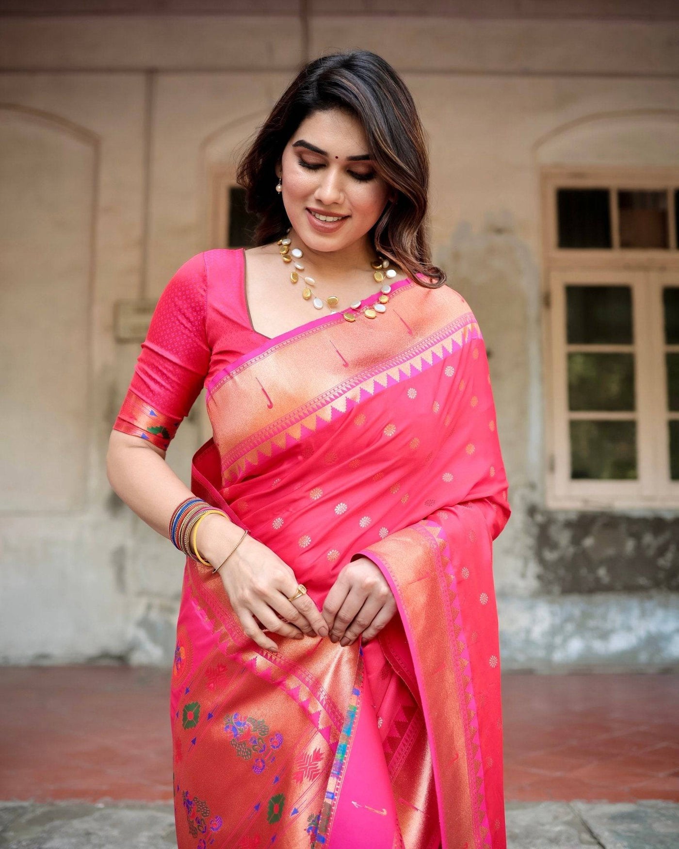 Pure Gaji Silk Saree Weaved With  Zari Comes With Tassels