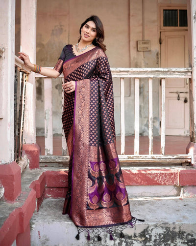 Pure Gaji Silk Saree Weaved With  Zari Comes With Tassels