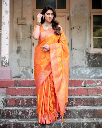 Pure Gaji Silk Saree Weaved With  Zari Comes With Tassels